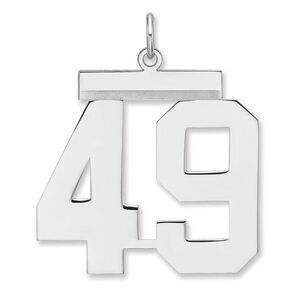 Sterling Silver, Athletic Collection, XL Polished Number 49 Pendant